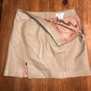 Cream BCBG Max Azria Leather Mini Skirt: Size 2